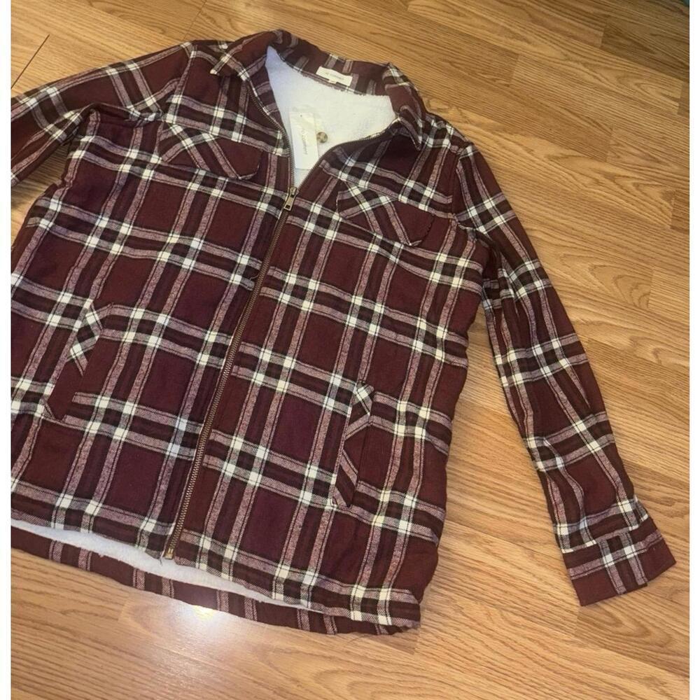 No comment Sherpa Lined Full Zip Flannel Shirt Size Small - Picture 8 of 9